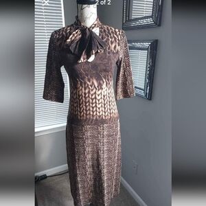 BCBG brown bow dress